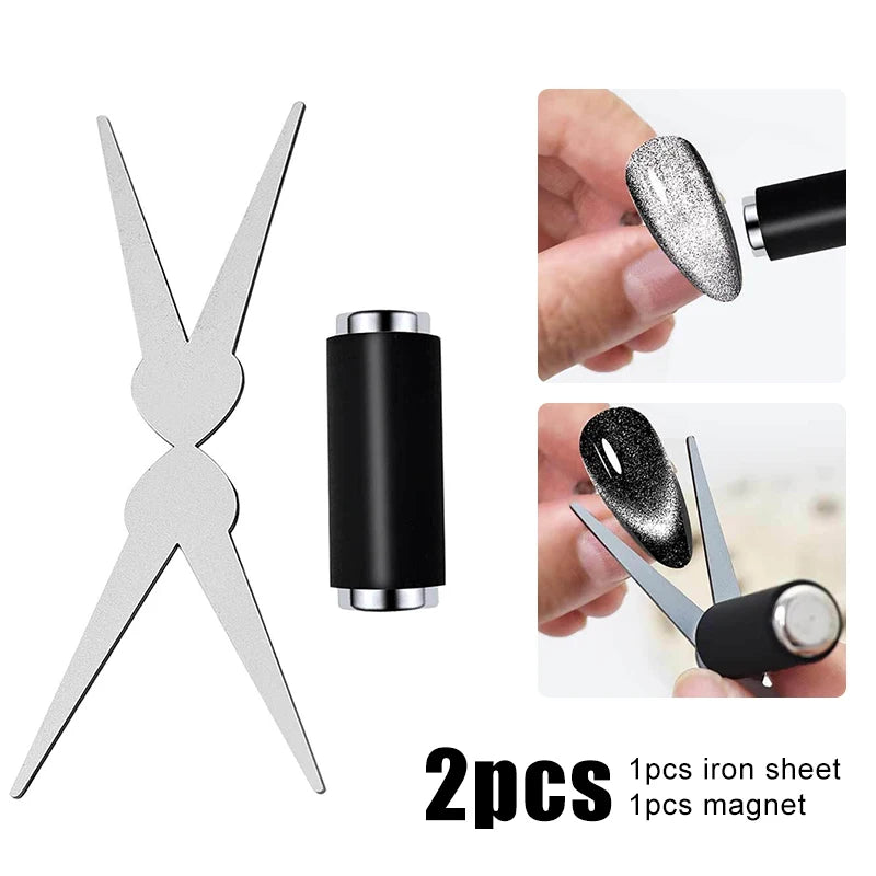 French Cat Eye Magnet Special Double-head Big Y-shaped Clip Cat Eye Nail Magnet Set Suitable for DIY Gel Polishing Magnetic Tool Zpaxo Set-2pcs