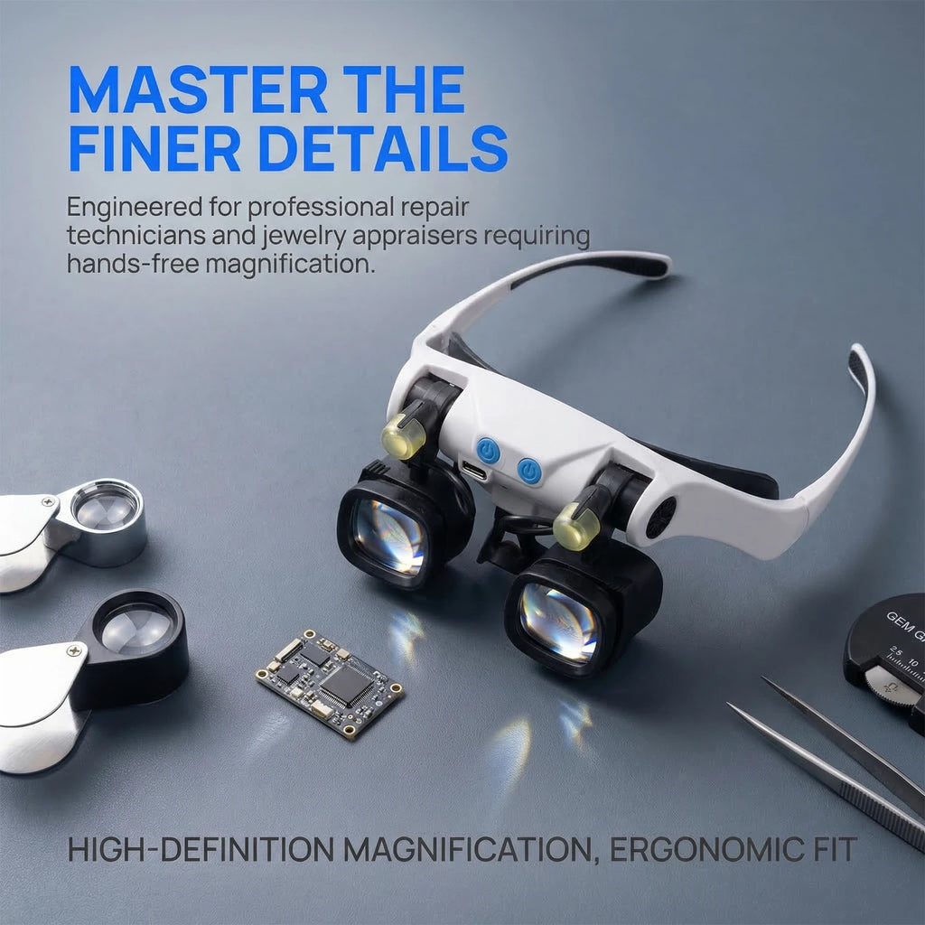 Jeweler Magnifying Glass LED Interchangeable Lens HD 2X 4X 6X 10X 13X