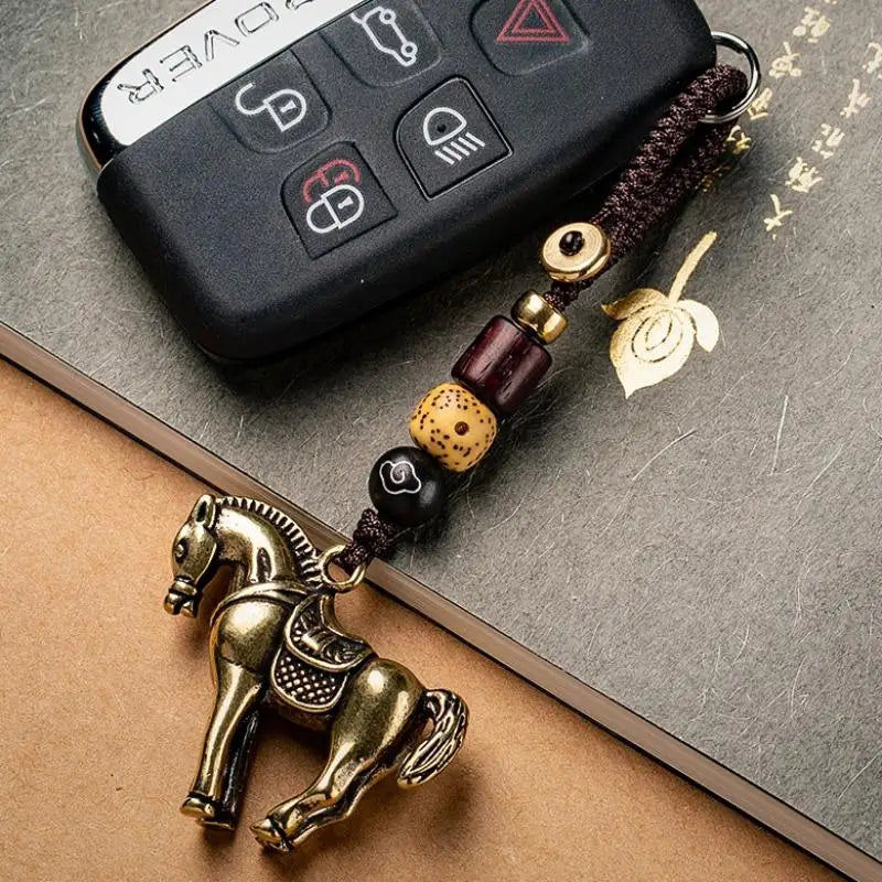 2026 Year Chinese Zodiac Horse Lucky Pendant Keychain Copper Feng
