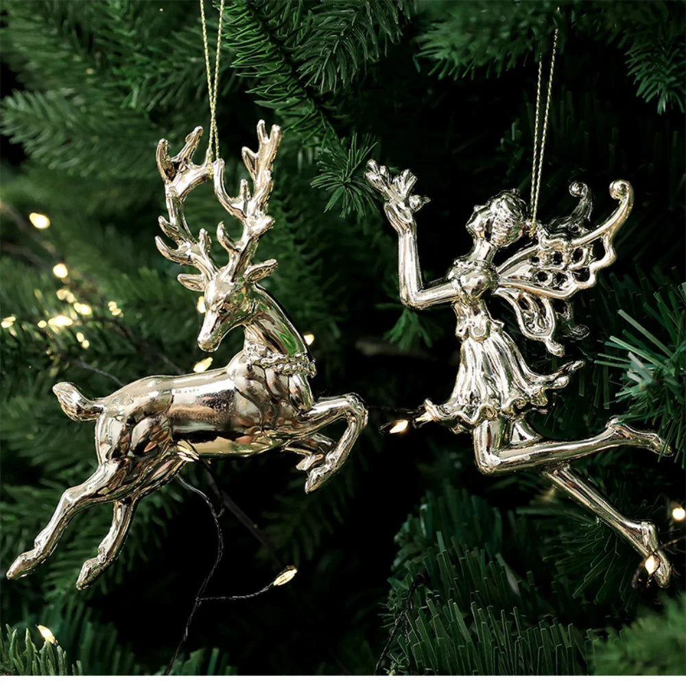 Gold Christmas Tree Ornaments – Angel, Snowflake & Butterfly