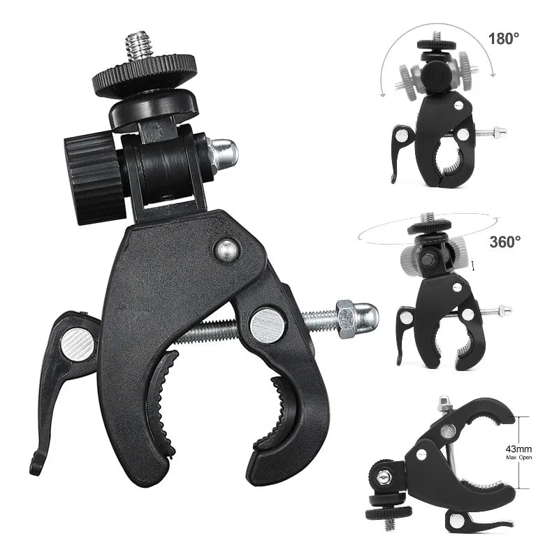Universal 360 Degree Rotating 1/4 Camera DV Bike Bicycle Handlebar Clamp Bracket Tripod Mount Screw Clip For DSLR Camera GoPro Zpaxo