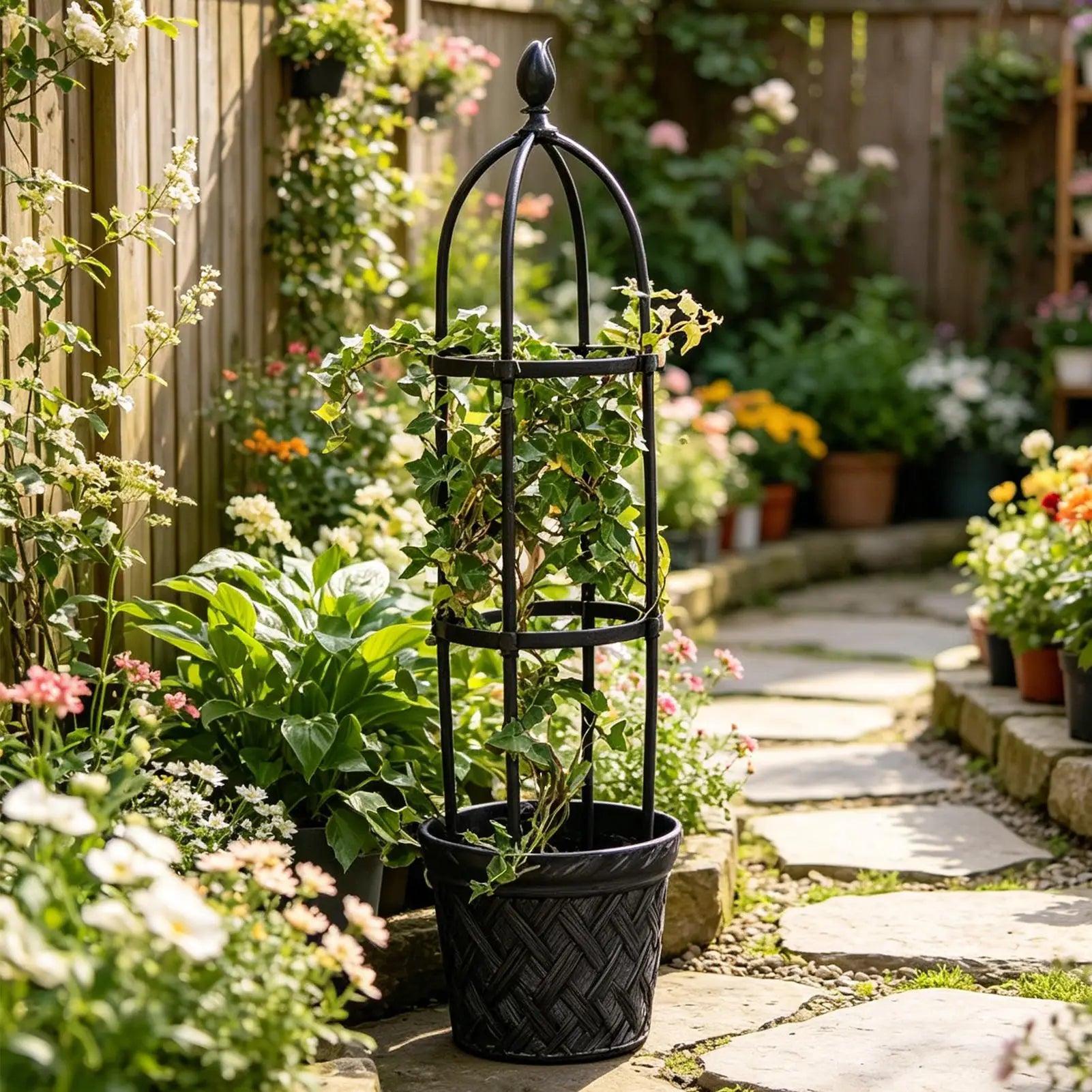 Obelisk Trellis Rustproof Climbing Plant Support Tower Rack