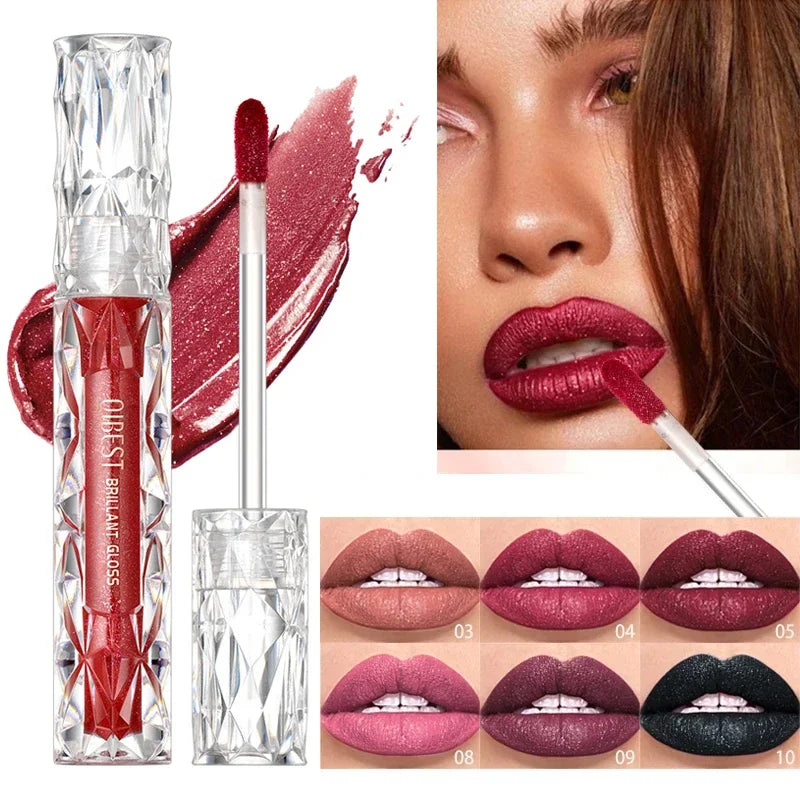 10 Colors Glitter Liquid Lipstick Diamond Shiny Lip Gloss Waterproof Long Lasting Shimmer Pearl Lip Glaze Women Lip Tint Makeup Zpaxo
