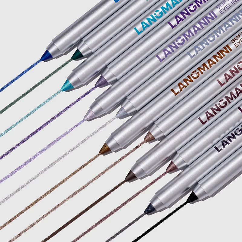 Pearlescent Glitter Eyeliner Pencil 12 Colors Smooth High Pigment Eye Liner Eyeshadow Pen Long-Lasting Waterproof Eyes Makeup Zpaxo