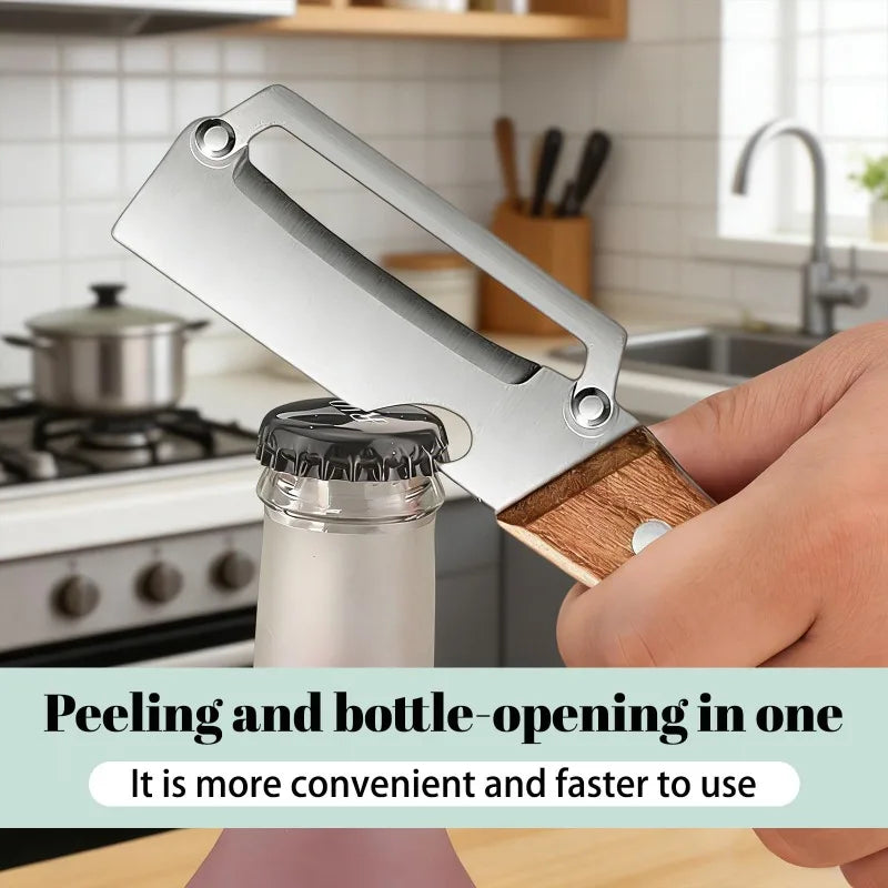 Knife Kitchen New Paring Knife Ergonomic Stainless Steel Vegetable Peeler with Wooden Handle 2-in-1 Fruit Potato Peeler Zpaxo