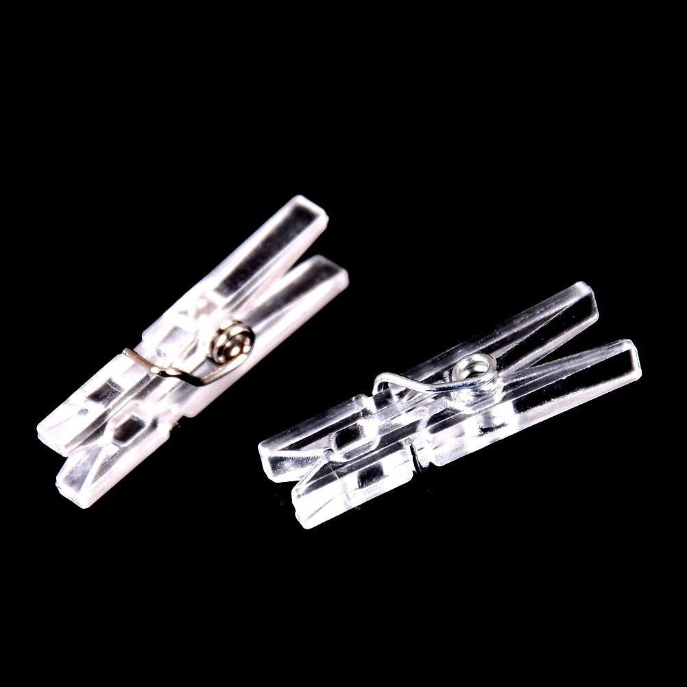 CM20pcs Mini Clear Plastic Doll Clothespin Photo Paper Peg Clips