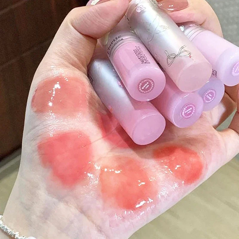Mirror Glass Solid Lip Gloss Water Light Round Tube Lasting