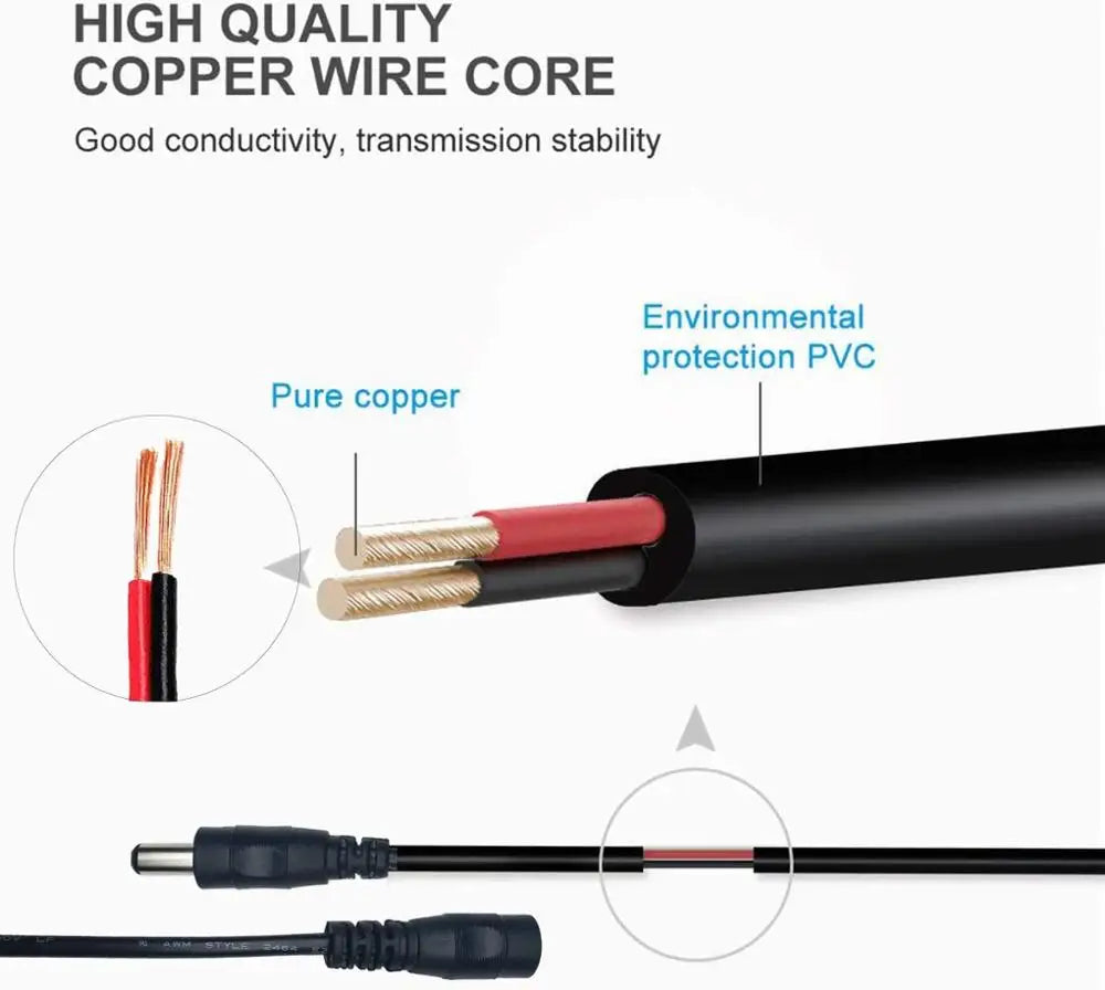 DC 12V Power Adapter Extension Cable 5 5V 3 Male Female Cord Extend Zpaxo