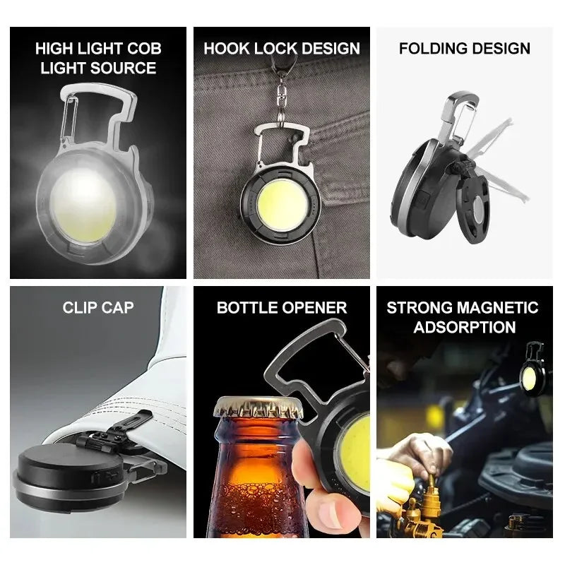 COB LED Keychain Flashlight – Type-C Rechargeable Mini Work Light Keychain Flashlight Zpaxo