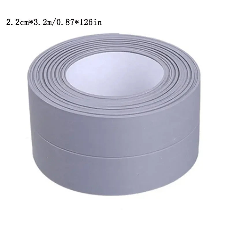 1m/3.2m PVC Waterproof Sealing Tape for Bathroom Sink, Shower, Bathtub and Toilet - Self Adhesive Wall Sticker Zpaxo Gray 2.2CM 1M