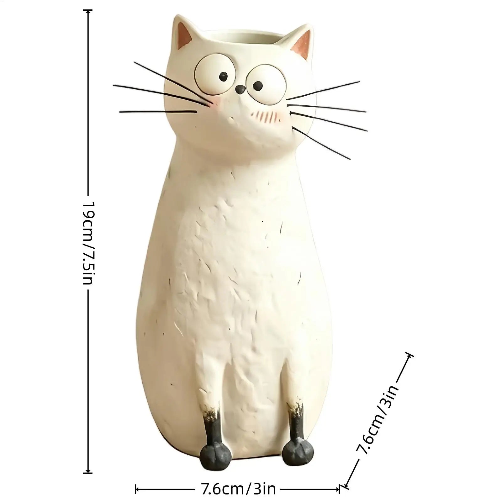 Cat Flower Vase Cute Whimsical Handcrafted Resin Handmade Kitty