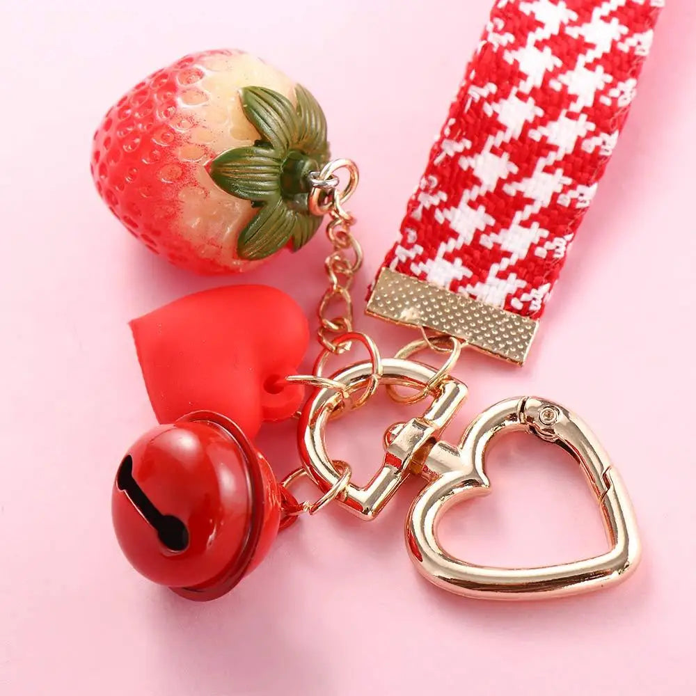Cute Creative Car Key charms Bag Pendant Gift For Friend Backpack Pendant Key Accessories Strawberry Heart Keychain Key Holder Zpaxo