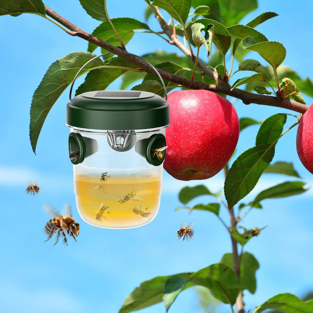 1PC Solar Wasp Traps Clear Waterproof Hanging Hornets Trap for Indoor Outdoor Reusable Garden Fruit Bee Flying Catcher Zpaxo