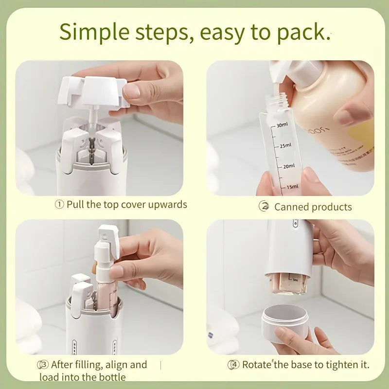 4-in-1 Leak-proof Travel Bottles Refillable Plastic Dispenser Shampoo