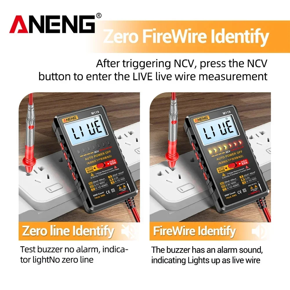 Digital Multimeter 6000 Transistor Capacitor Meterwith NCV Data Hold