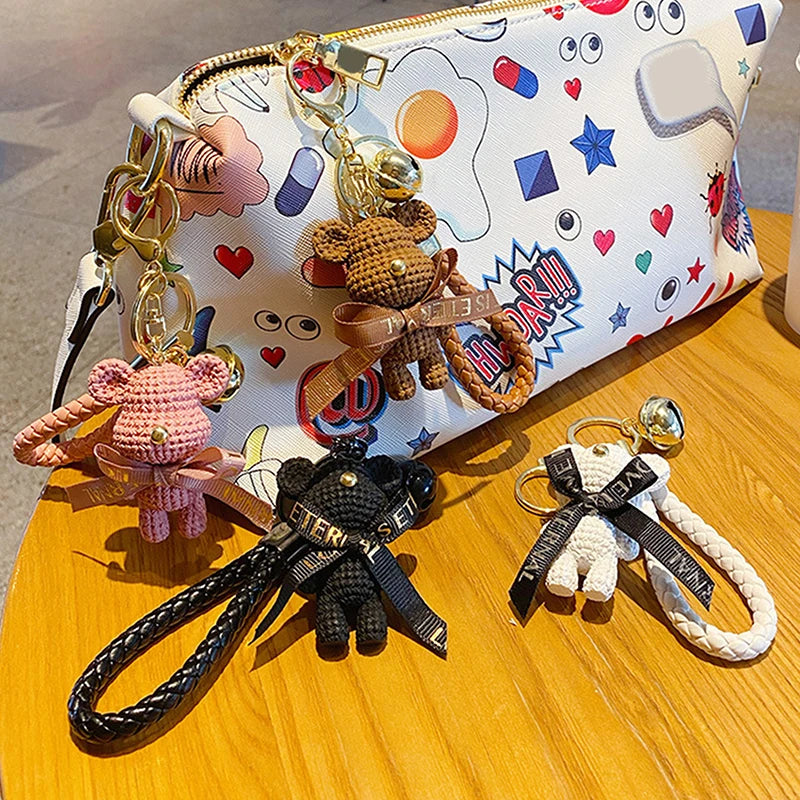 Cute Resin Keychain Charm Bow Bear Pendant Women Bag Car Keyring Zpaxo