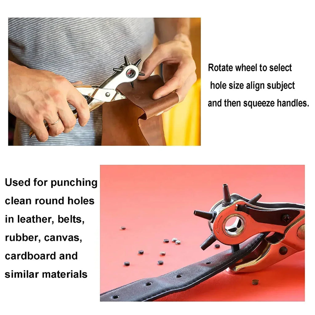 6-Size Leather Hole Punch Plier – Belt, Collar & Craft Tool Leather Hole Punch Zpaxo