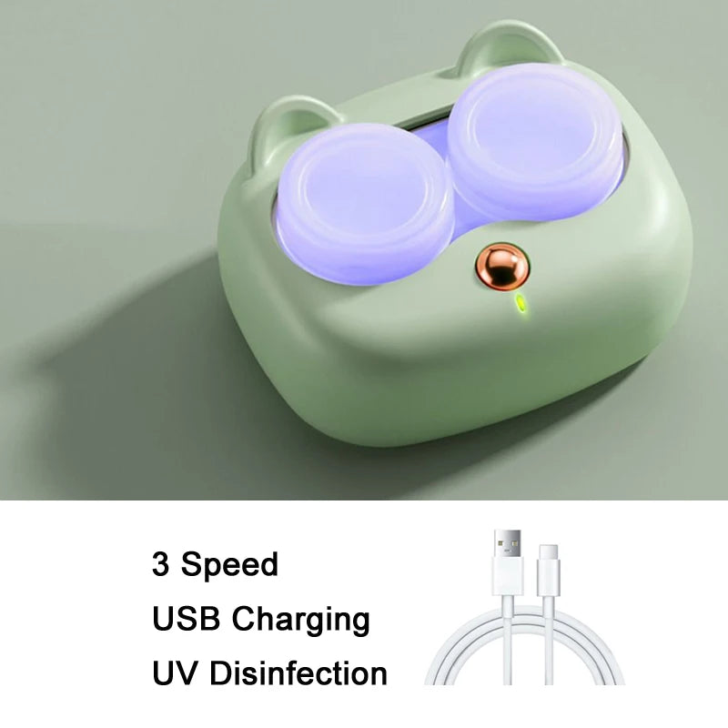 2026 Ultrasonic Contact Lenses Cleaner with Removable Portable Box Tear Protein Removal Machine Compact Contact Lenses Cleaning Zpaxo 124-GreenUSB
