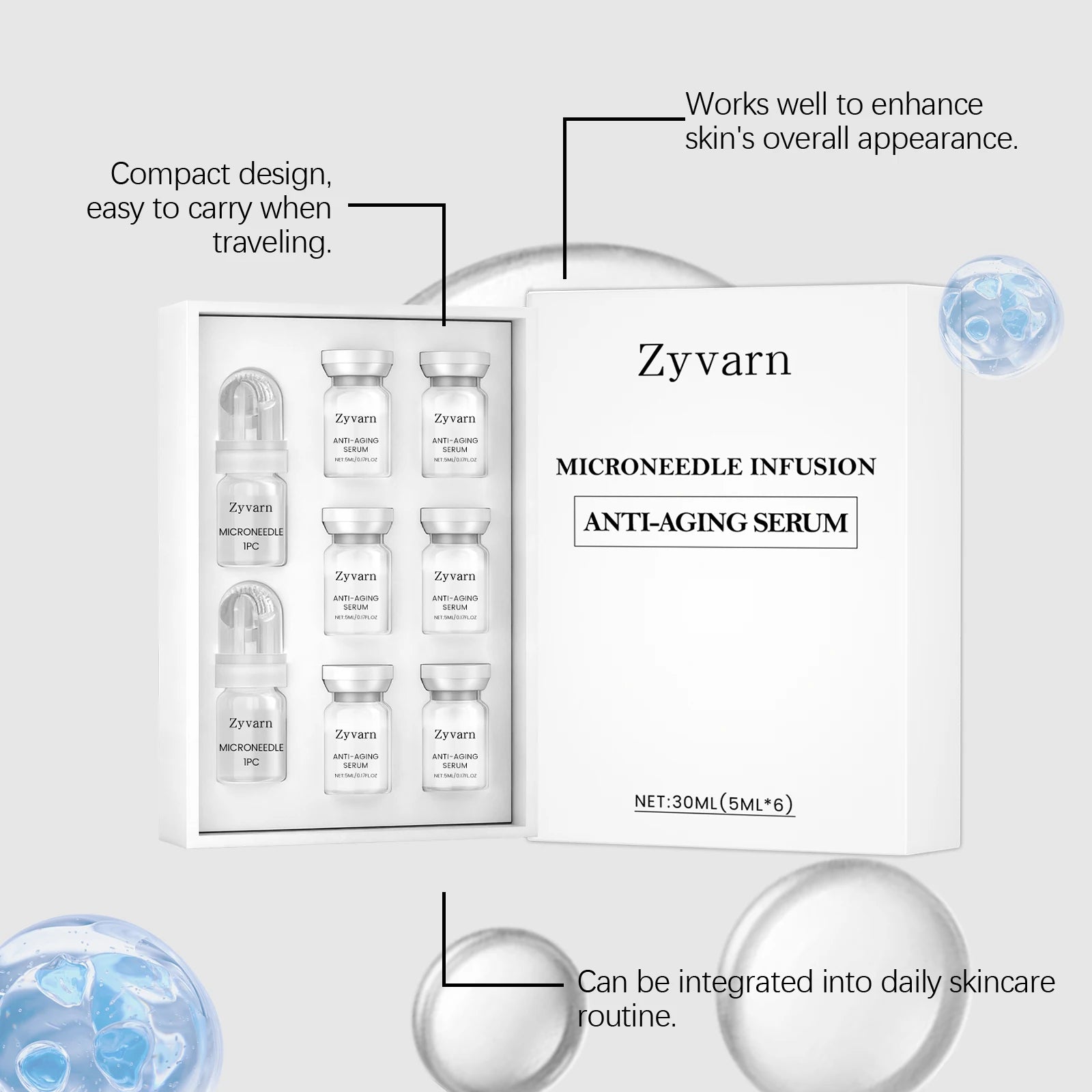 Facial serum 0.25mm Microneedle Set Roller Winter skincare Moisturizer Hydrating cream Night cream Day cream Dry skin remedy Zpaxo