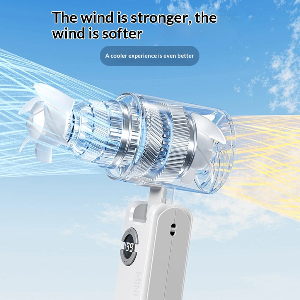 Foldable Silent Fans Type-C Charging Rechargeable Hanging Turbo Fans Adjustable Powerful Air Blower for Outdoor Travel Commute Zpaxo