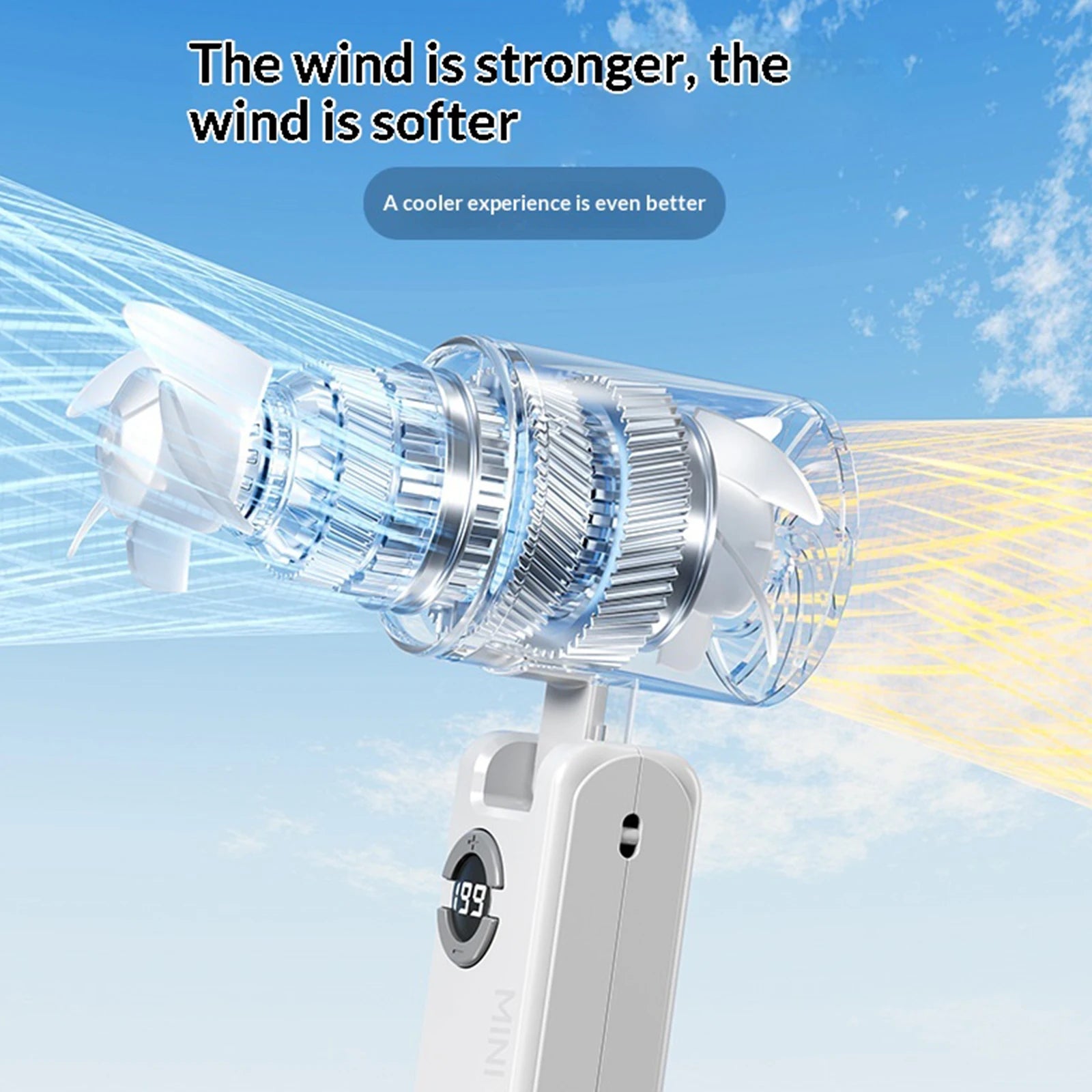 Foldable Silent Fans Type-C Charging Rechargeable Hanging Turbo Fans Adjustable Powerful Air Blower for Outdoor Travel Commute Zpaxo
