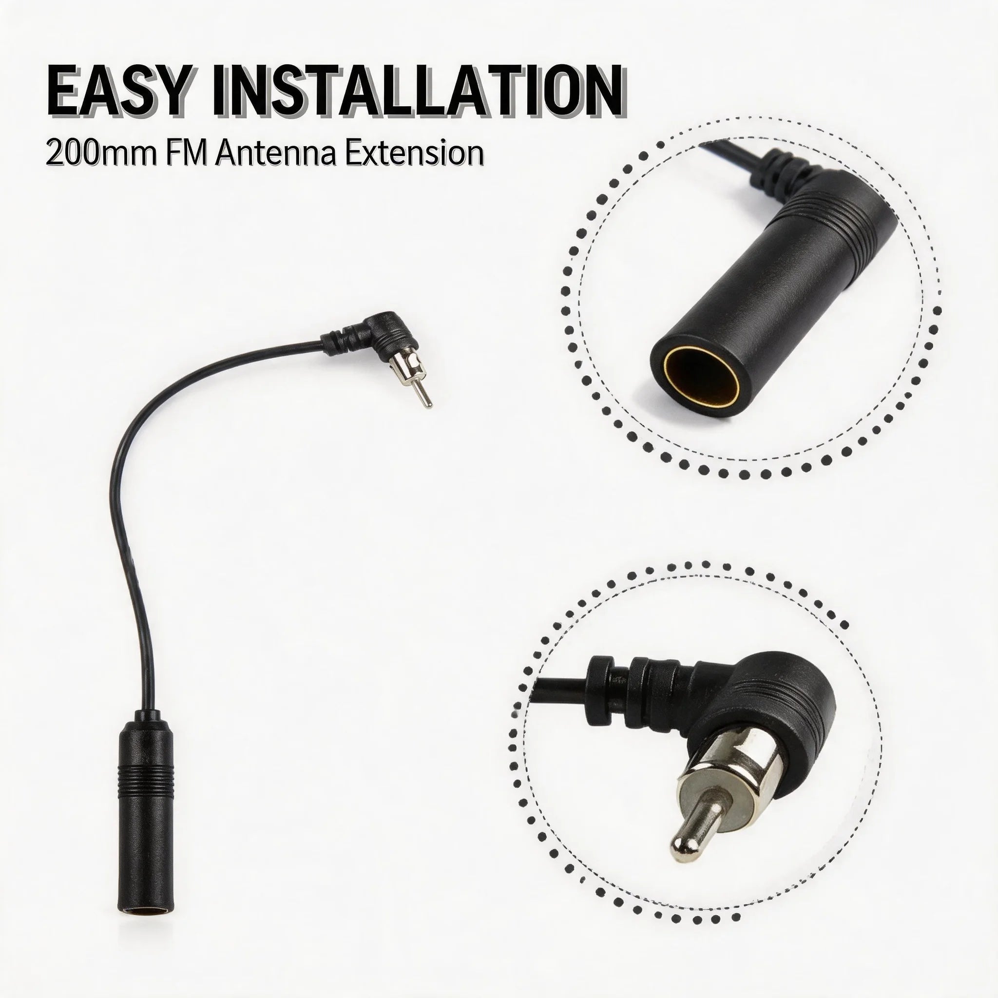 Car AM/FM Antenna Adapter – Elbow Male to Female Cable