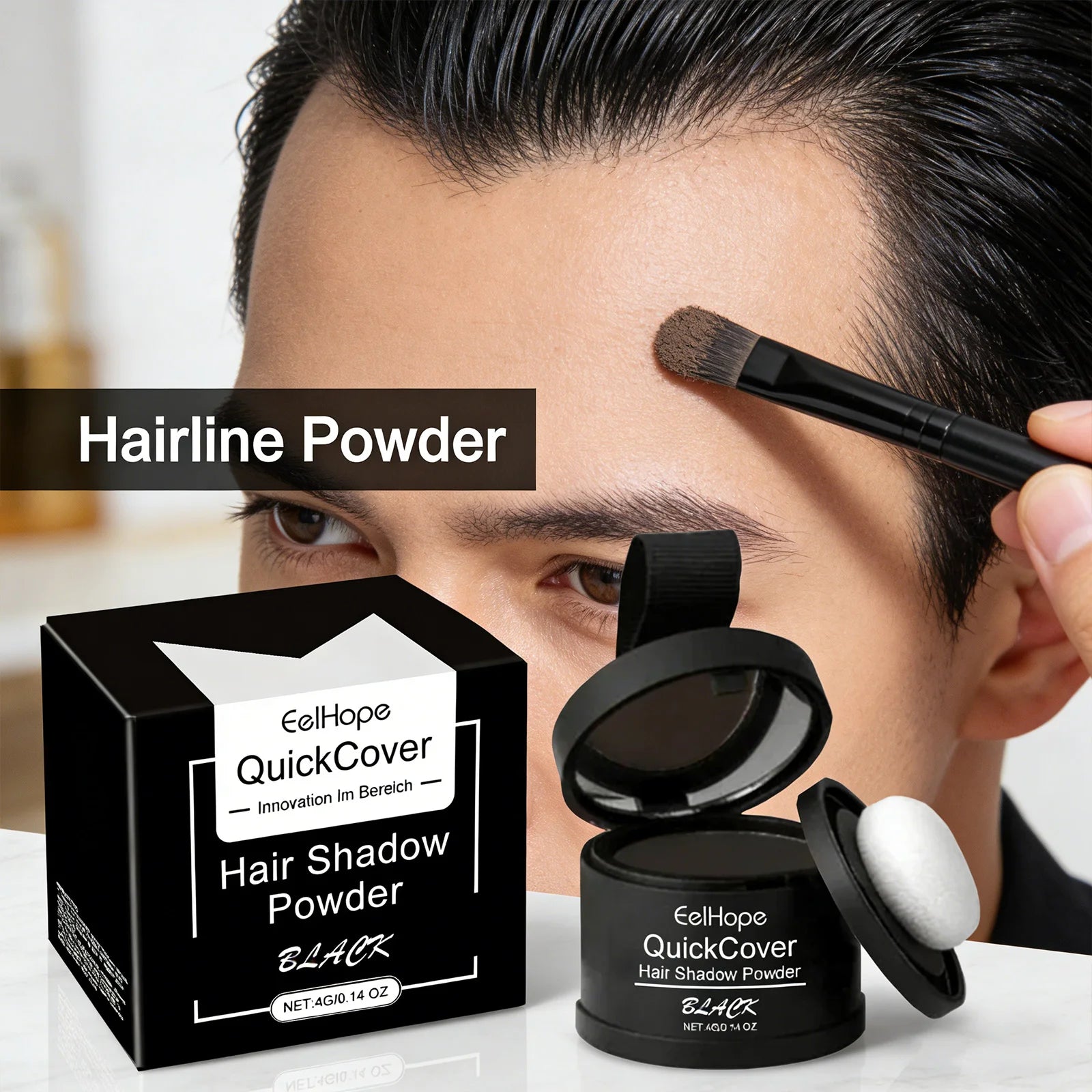 Black Hairline Powder Instant Cover Hair Root Long Lasting Waterproof Sweat Proof Natural Fit Waterproof Lightweight Nature Zpaxo