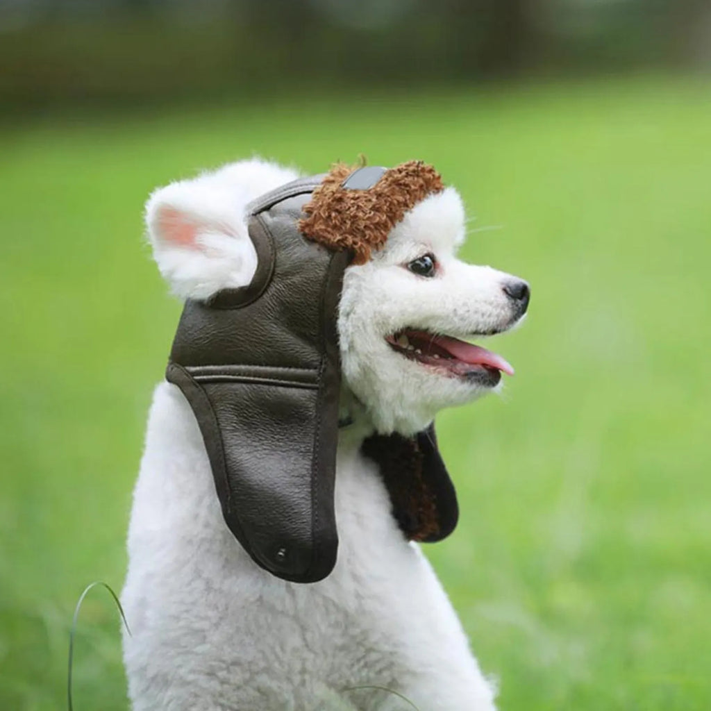 Pilot Hat Dog Costume Brown M Pet Creative Design Stand Out Lovely