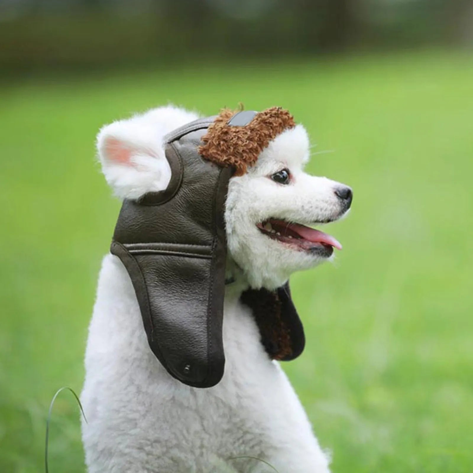 Pilot Hat Dog Costume Brown M Pet Creative Design Stand Out Lovely