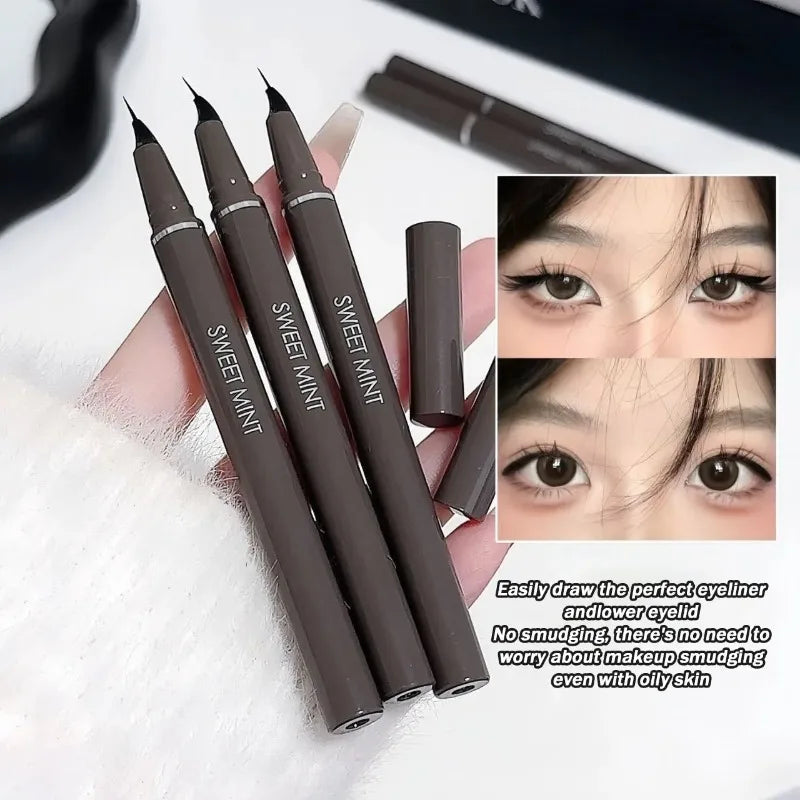 Curved Eyeliner Pen Quick Dry Liquid Eye Liner Easy To Draw Ultra-fine Lying Silkworm Pencil Black Brown Lower Eyelash Eye Mkeup Zpaxo