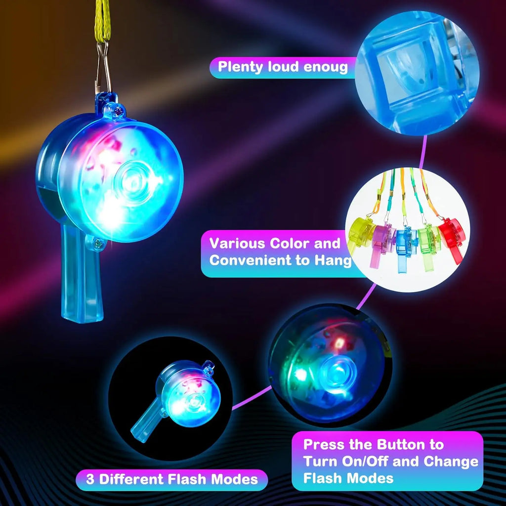 Whistle Kids Luminous LED Light Up Lanyard Necklace Birthday Wedding