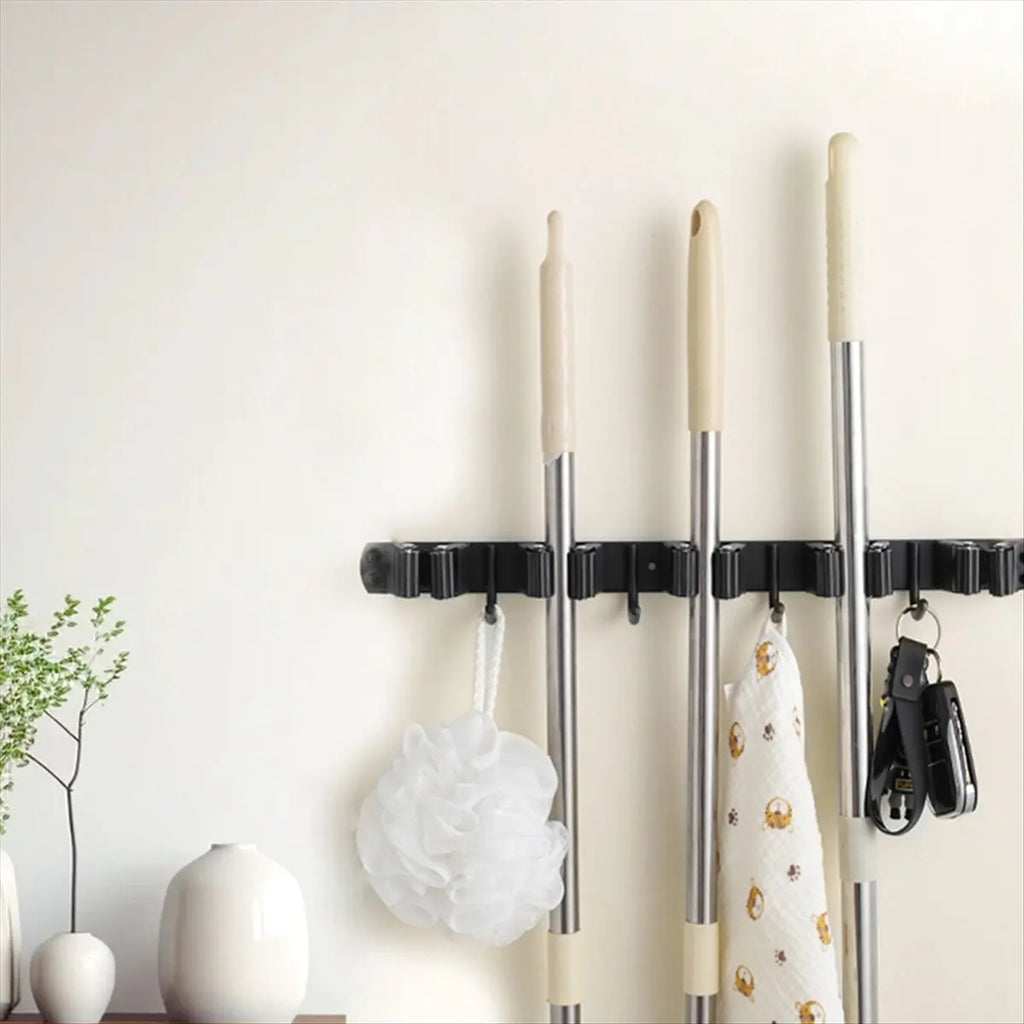 [CLOS] Broom Holder Door Mount,Over The Door Broom And Mop Holder With 2 Over Door Hooks,Broom Hanger,Tool Rack Organizer Zpaxo