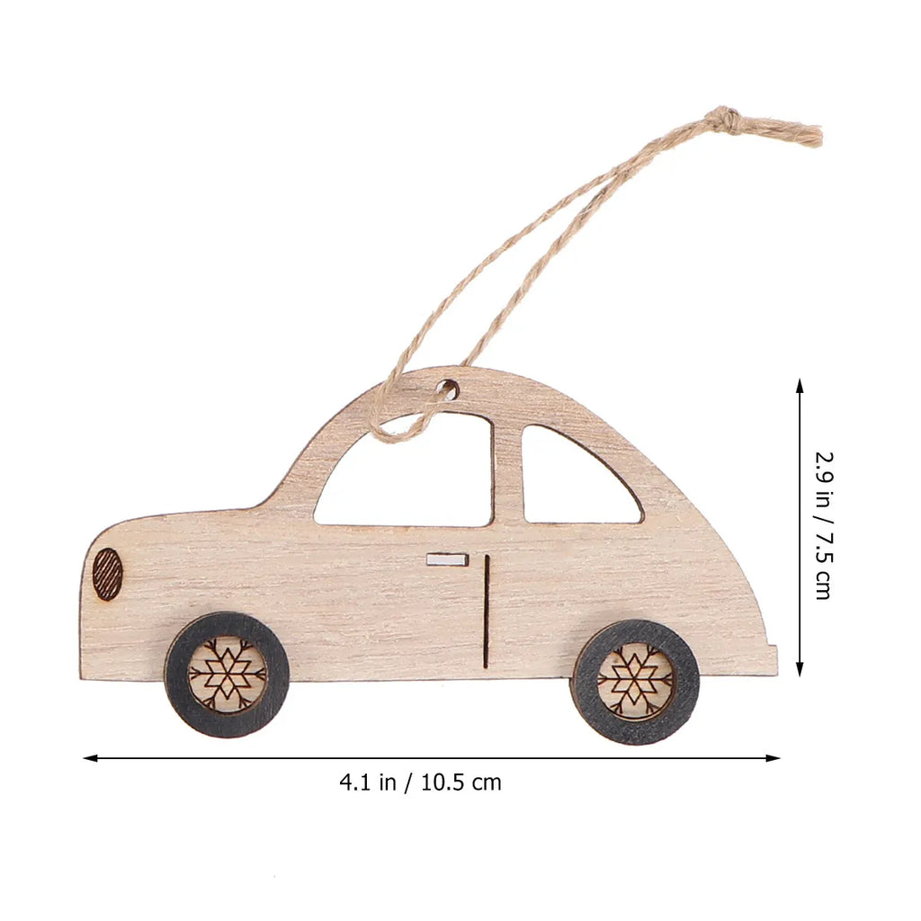 Adorable Wooden Car Pendant Christmas Hanging Decor Festive Indoor