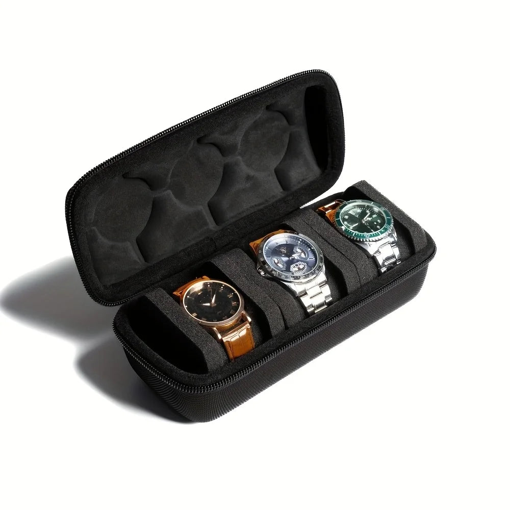 Hardshell Watch Case Travel 3 Slots Storage Organizer Box Soft Foam