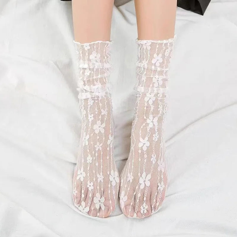 1 Pair Girls' Fashion Summer Hollow Out Soft Fresh Lace Flower Chic