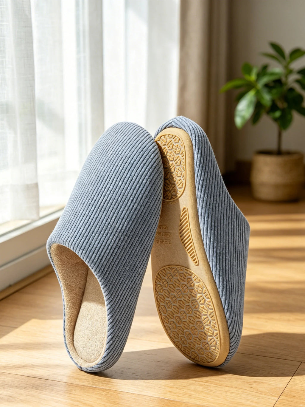 Men S Casual House Slippers Solid Durable Non-slip Design Closed-toe