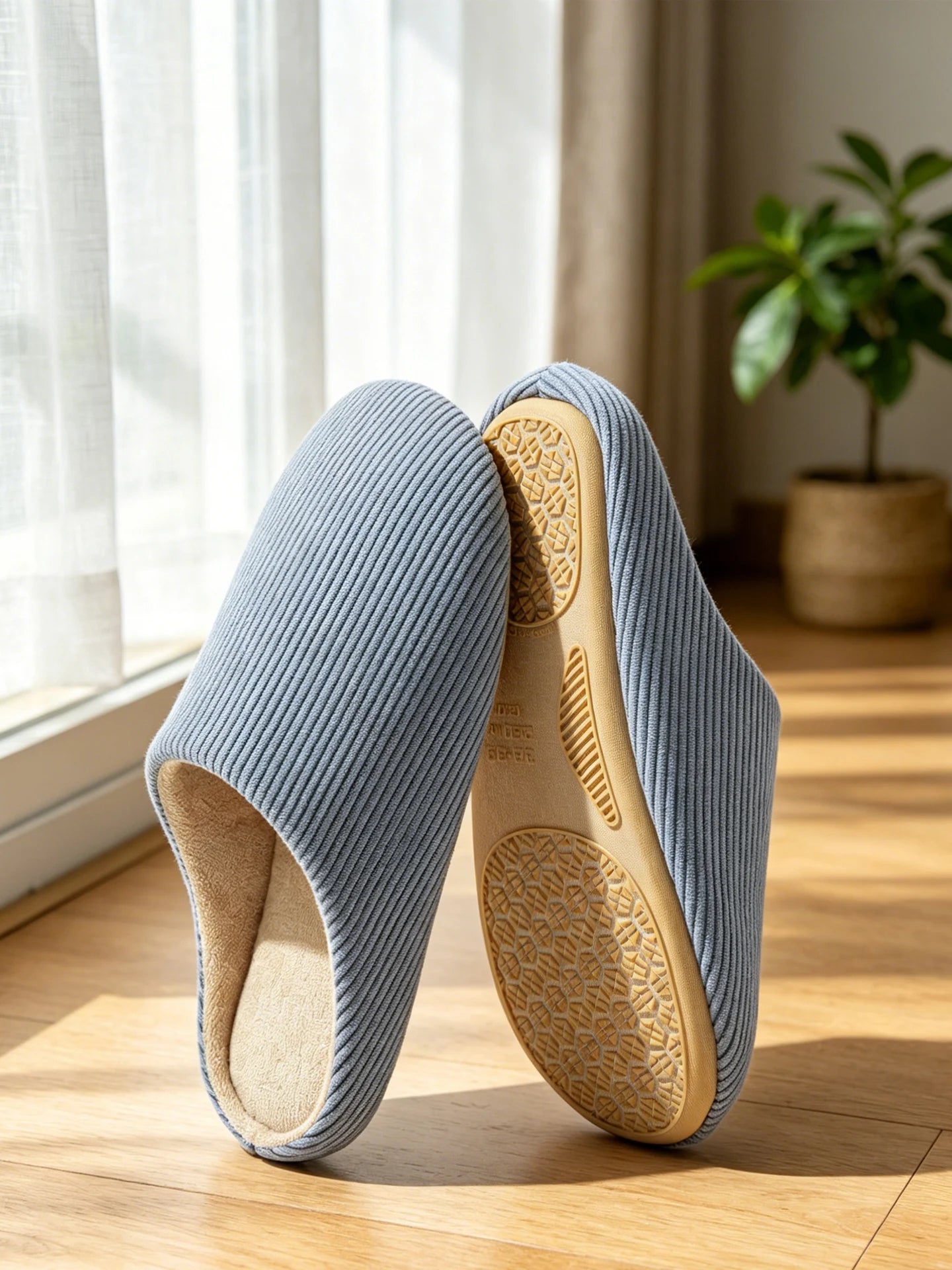 Men S Casual House Slippers Solid Durable Non-slip Design Closed-toe
