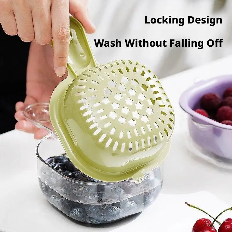 Fruit & Vegetable Wash Bowl with Colander Drain Basket Colander Drain Basket Zpaxo