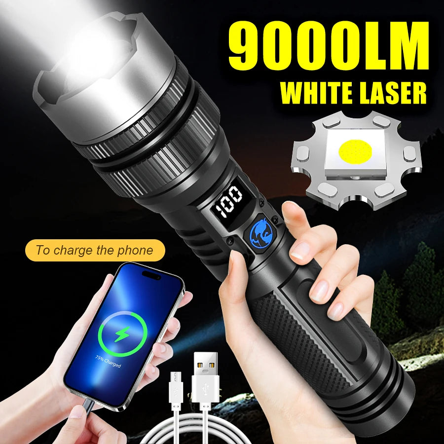 KDULIT 2000 Lumen Zoomable LED Tactical Flashlight | USB Rechargeable