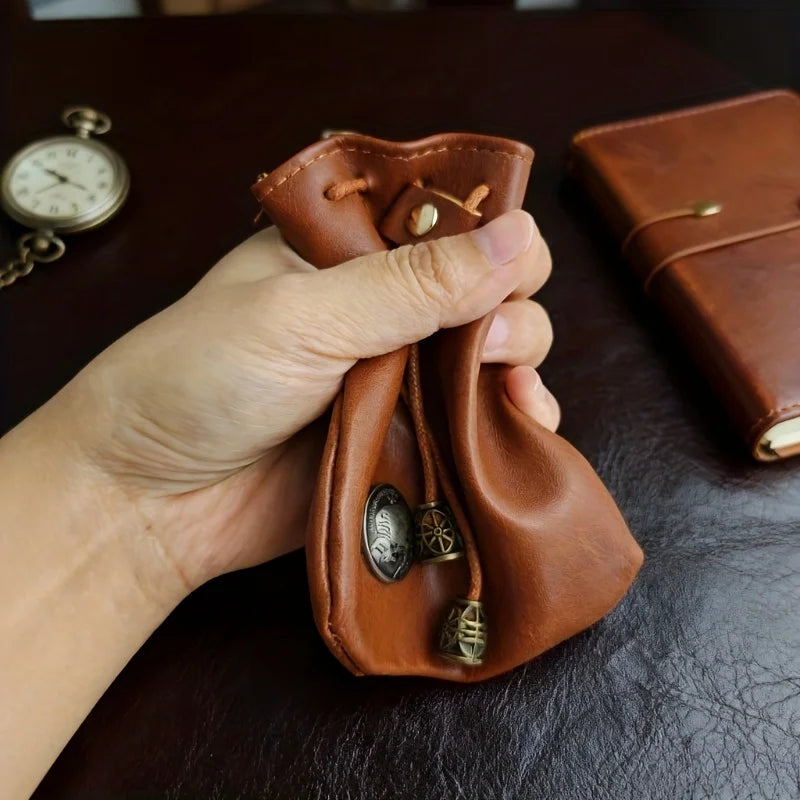 Vintage Vegetable-tanned Leather Wallet Pattern Gold Hardware