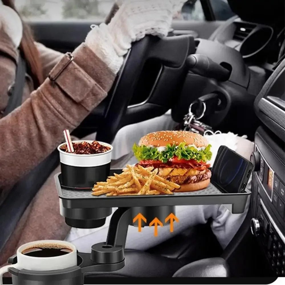 with Tray Car Cup Holder Expander Anti Slip Adjustable Base Center Console Cup Holder 360-Degree Rotation Stretchable Zpaxo