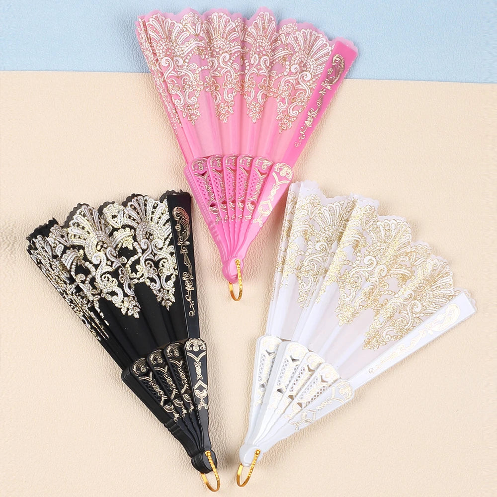Handheld Fans Lace Folding Fans for Dance Performance Photography Wedding Party Zpaxo