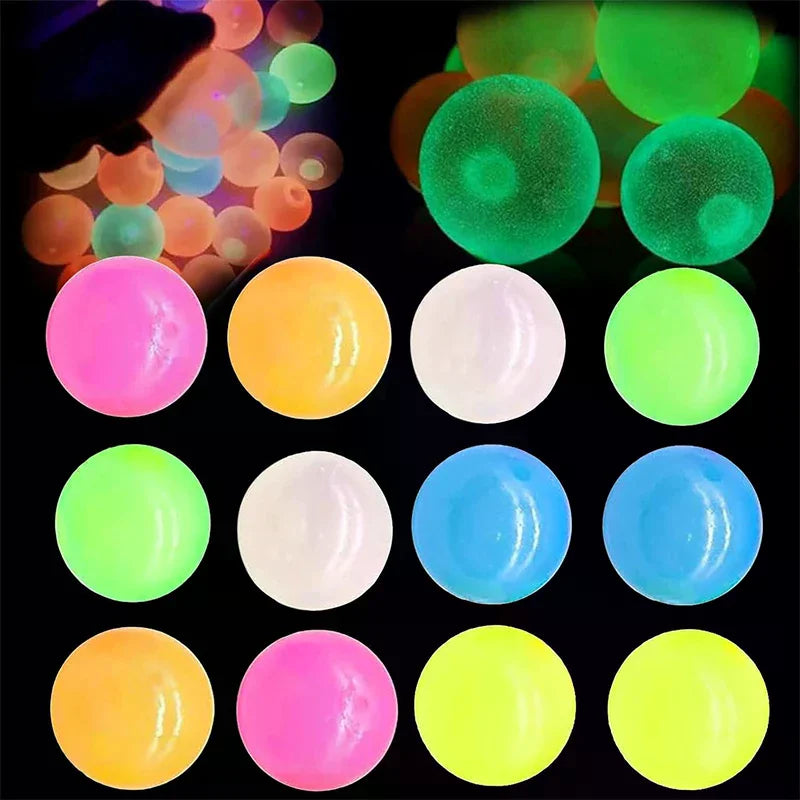 Glow-in-the-Dark Sticky Ceiling Balls 5/10Pcs Sticky Glows Balls Fidget Toys Stress Relief Sensory Toys Wall & Ceiling Decor Zpaxo