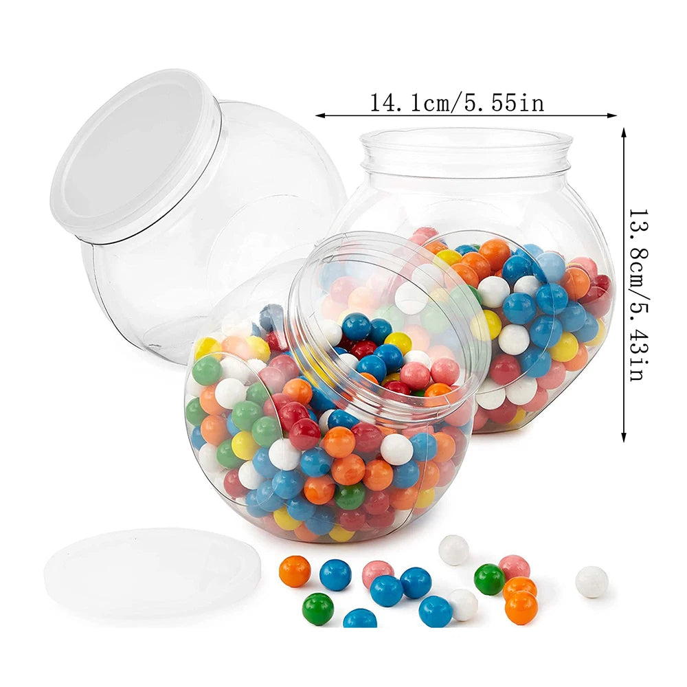 1Pc Candy Jar with Lid Plastic Clear Cookie Storage Container Wide Mouth Canister for Candy Snacks Cereal Jelly Dry Food Zpaxo 1PC
