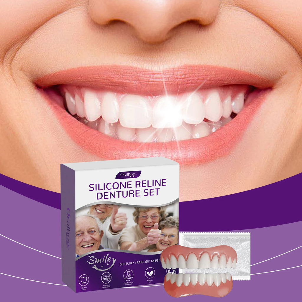 Denture Beautifying Set, Soft Flexible Natural, Comfortable Material, Practical Teeth Cosmetic & Care Kit for Better Smile Zpaxo