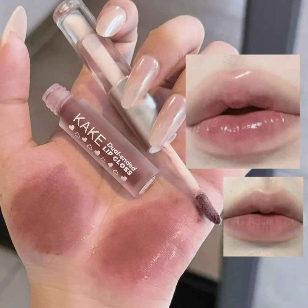 2-in-1 Liquid Lipstick Matte Lip Clay High-shine Gloss Ash Brown Pen Zpaxo