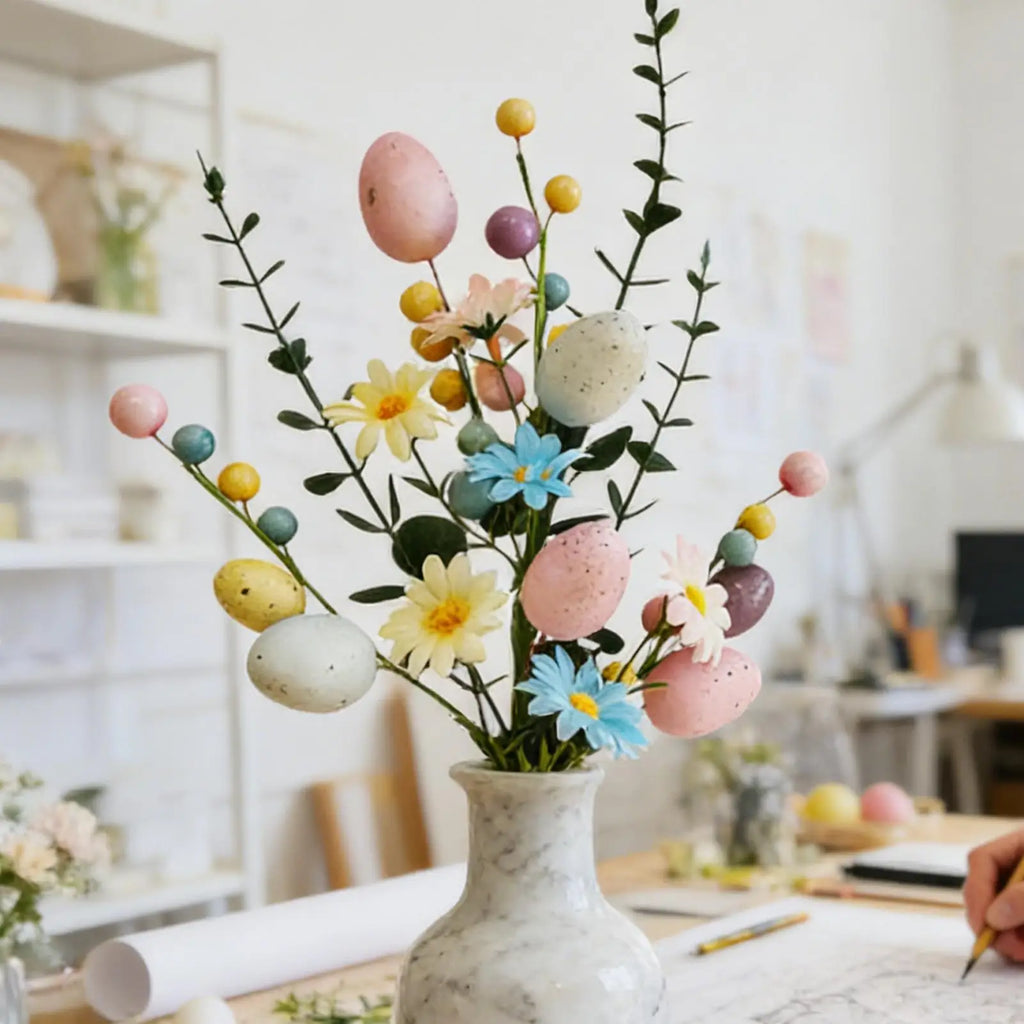 Easter Egg Stems Artificial Flowers Spring Home Decor Vase