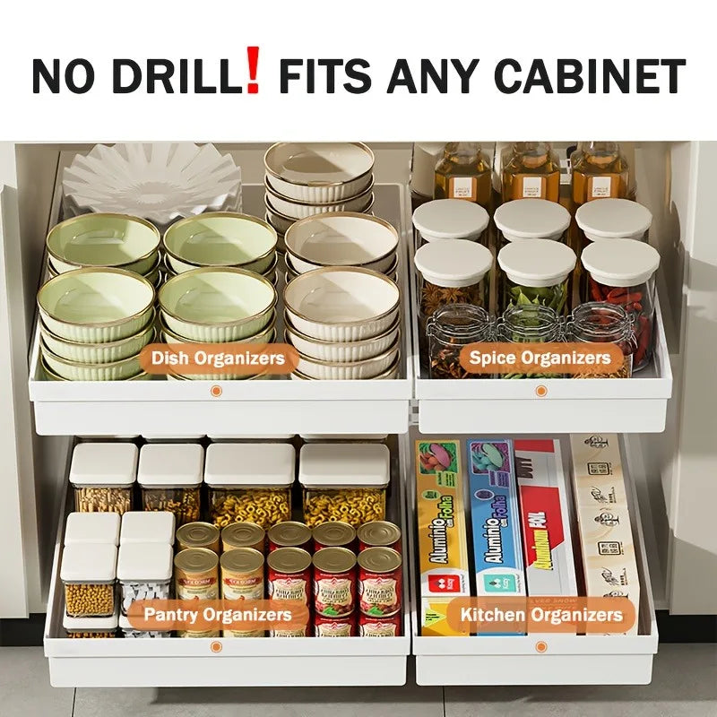 No-drill Magic Tray Heavy-duty Slide-out Organizer Cabinets Sinks