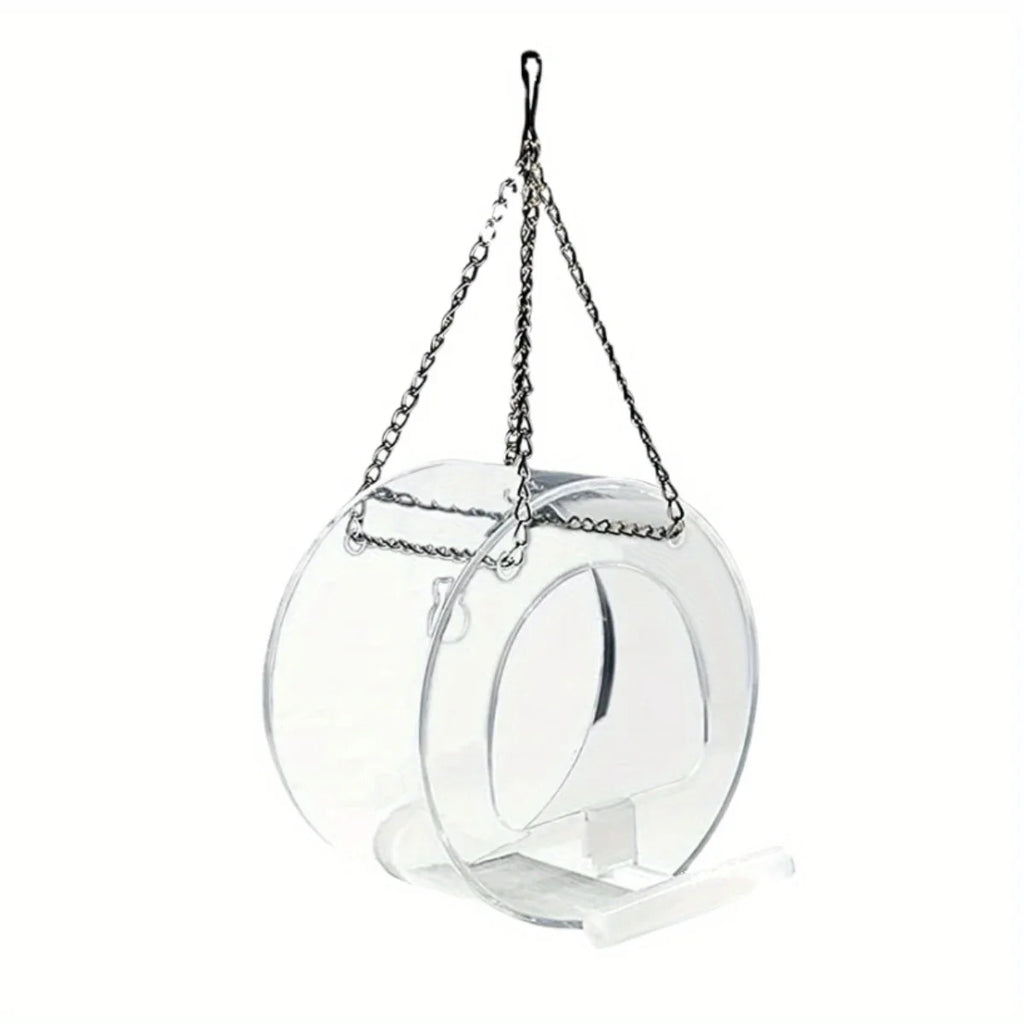 Round Acrylic Bird Feeder Courtyard Hanging Suction Cup PMMA