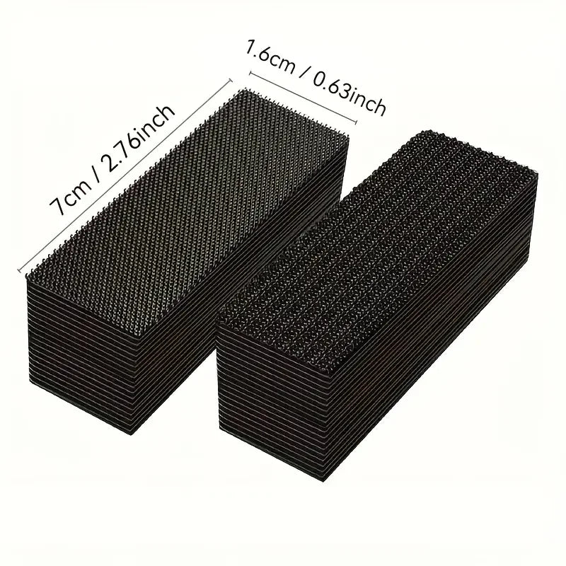 20pcs Rectangular Carpet Grips - Double Sided High Adhesive Non-Slip Patches for Car & Home Mats, Hook & Loop Fastener Zpaxo